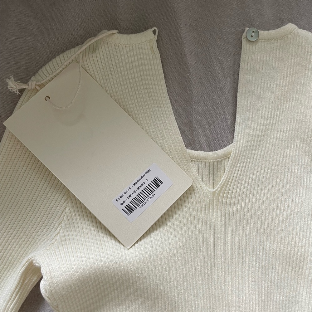 Adanola Rib Knit Unitard | Marshmallow NEVER WORN (Size Small) - Picture 4 of 5